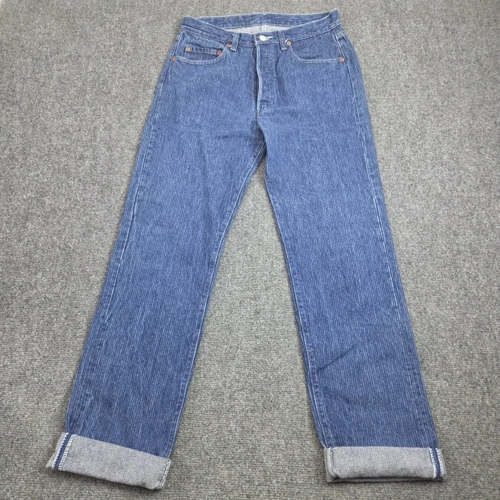 Vintage Levis 501-0119 Jeans Railroad Hickory Pinstripe Denim 31x33 80s Made USA